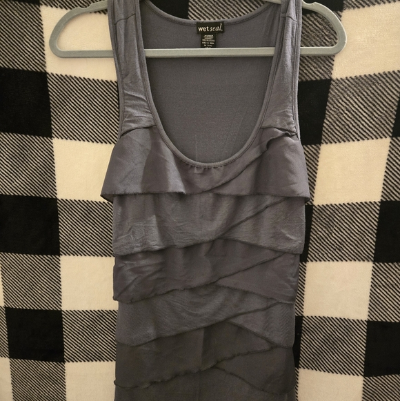Wet Seal Tops - Wet Seal Charcoal Layered Tank Top